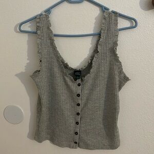 Light Grey tank top - ruffle detail casual wear